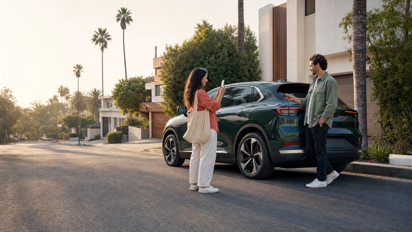 A host and guest documenting a vehicle handoff